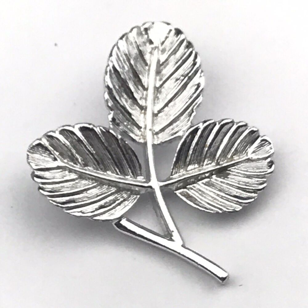 Leaf Shape Brooch Pin Silver Tone Floral Vintage Sarah Coventry